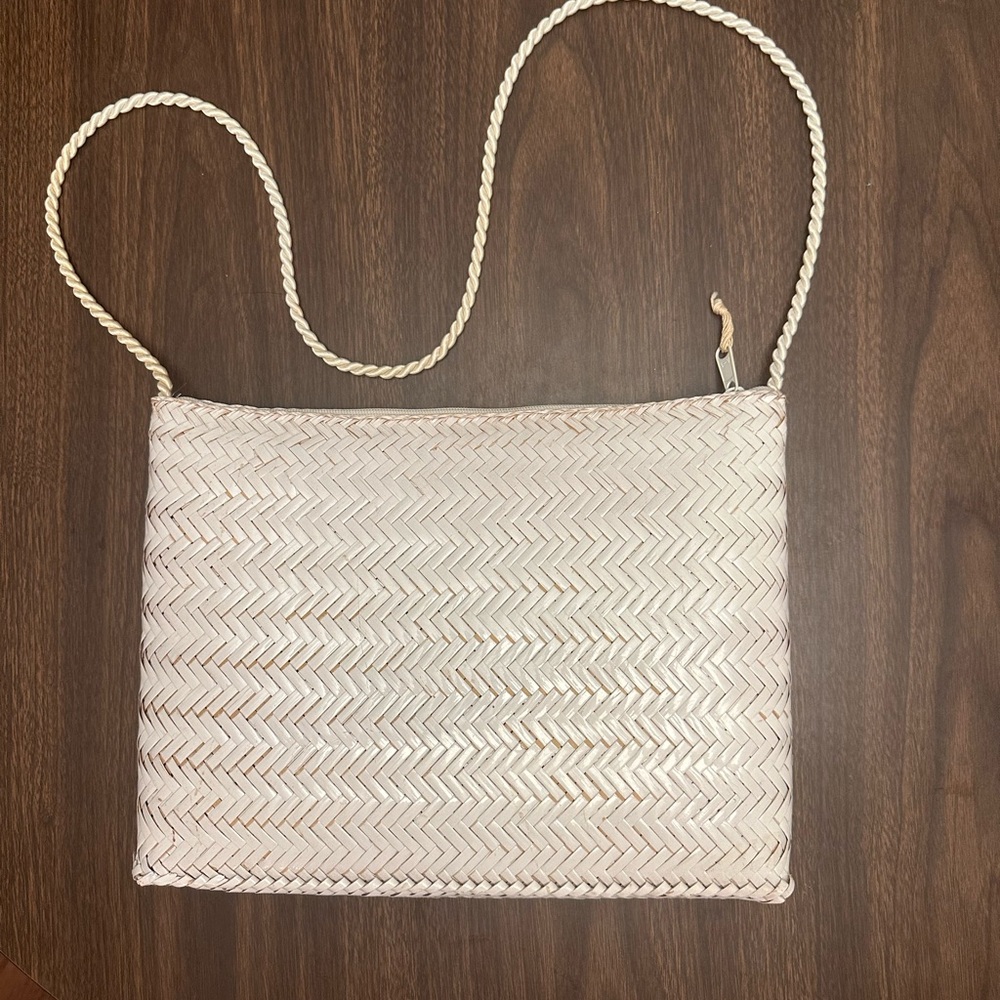 Vintage Woven Crossbody Bag Neutral Beige Boho Summer Beach Purse